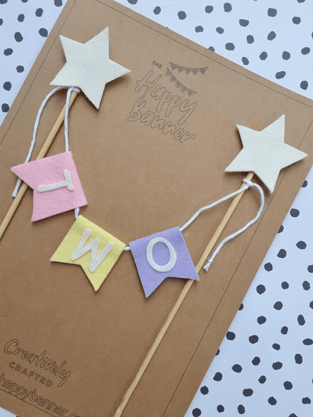 Felt Cake Topper 'TWO'