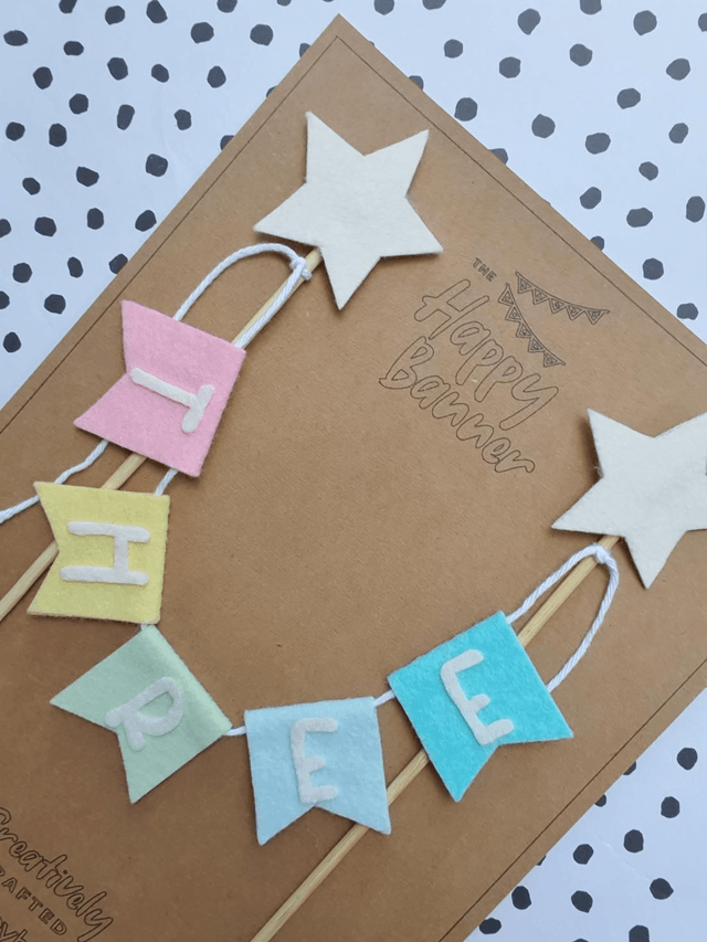 Felt Cake Topper 'THREE'